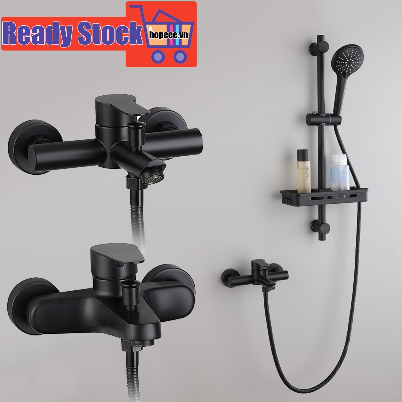 Đen Bộ Củ sen tắm Full bộ vòi sen tắm nóng lạnh inox 304 Vòi hoa sen Tay Sen 3 chế độ phun