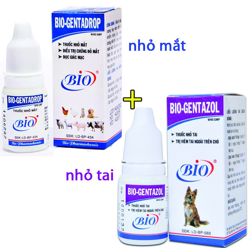 Combo thuốc nhỏ tai + thuốc nhỏ mắt Bio cho chó mèo - 79204 +205