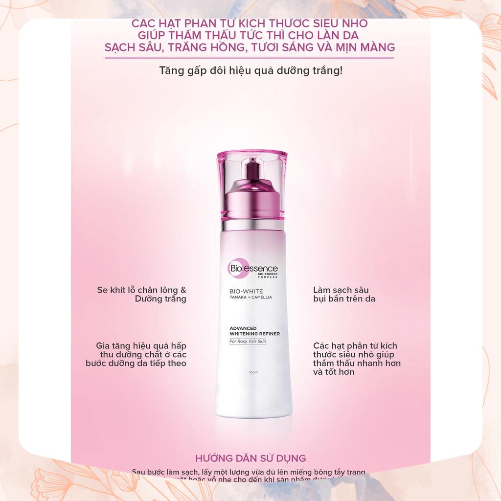 Nước cân bằng da trắng hồng Bio-Essence Bio-White Advanced Whitening Refiner chiết xuất Tanaka &amp; Camellia 100ml