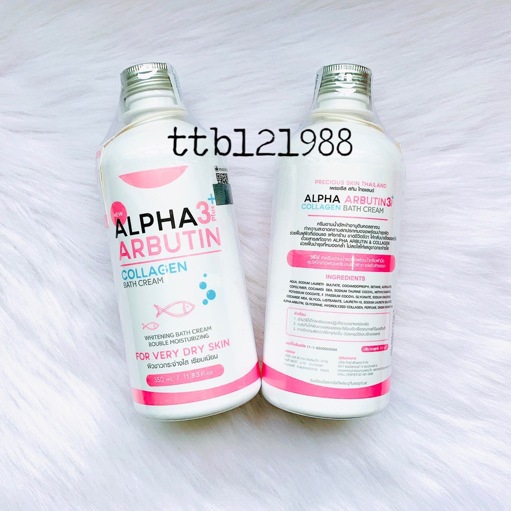 Sữa Tắm Trắng Da Alpha Arbutin 3+ Plus Collagen Bath Cream 350ml - Thái Lan