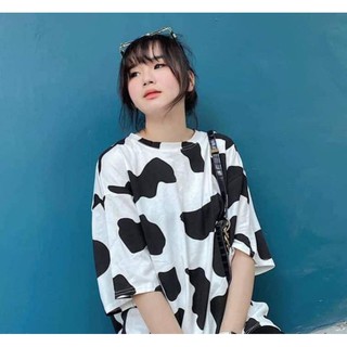 Áo thun phông tay lỡ form rộng bò sữa unisex