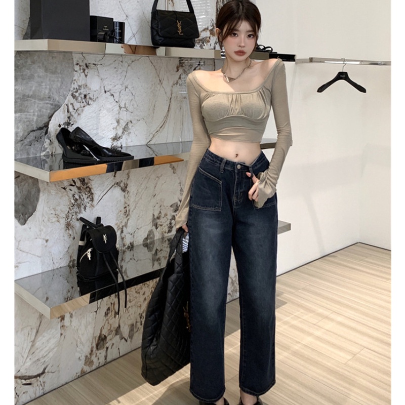 Quần Denim Ống Rộng Thời Trang Cá Tính Dành Cho Nữ