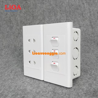 Combo ổ cắm điện ba 2 chấu  LiOA 16A 3520W + 3 công tắc điện - Lắp âm tường