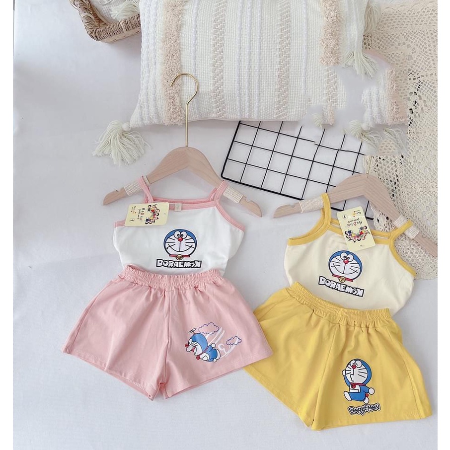 [MẪU MỚI] BỘ HAI DÂY DORAEMON CHẤT COTTON MỀM MÁT SIÊU ĐÁNG YÊU CHO BÉ 8-8KG. VIDEO THẬT. XƯỞNG MAY BIBO