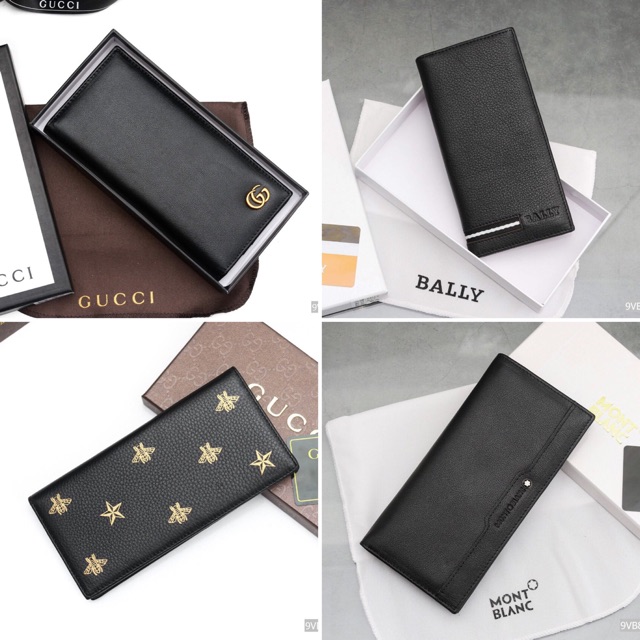 Ví nam Dài gấp đôi Nhiều hãng hàng sịn cao cấp màu đen đủ hoạ tiết Tặng quà sang trong fullbox có hộp