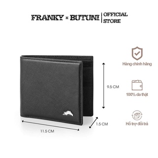 Ví da butuni leo wallet da thật mặt vân saffiano cao cấp màu đen bảo hành 12 tháng
