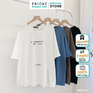 Áo phông cho nữ áo thun nữ xẻ trước họa tiết chữ nhỏ portrait of you Friday