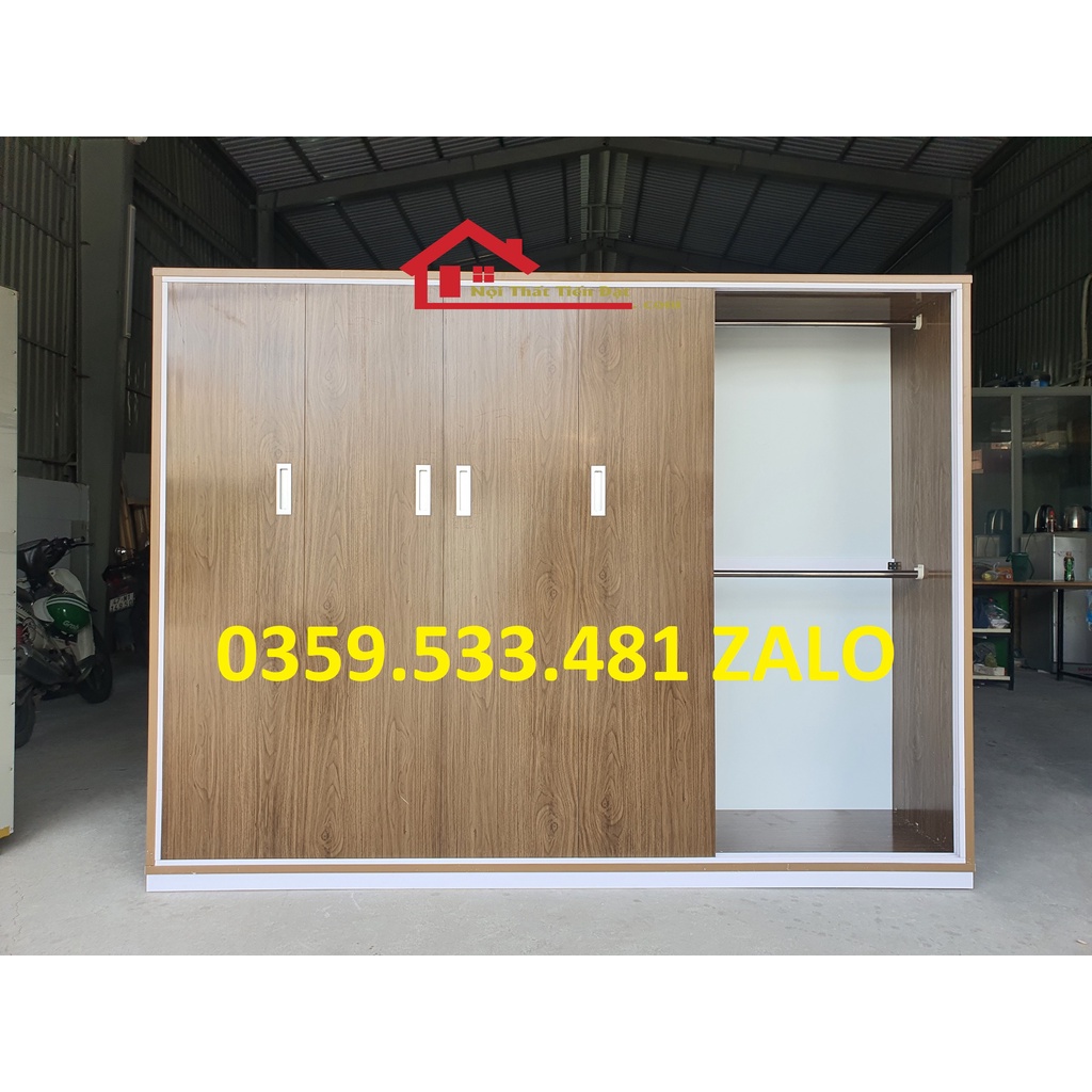 Tủ quần áo nhựa Đài Loan cánh lùa 6 cánh có hộc âm tiện lợi 1m8x2m4x50 giá xưởng