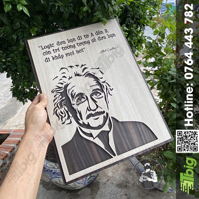 Tranh tạo động lực Gỗ &quot;Albert Einstein&quot; sáng tạo đột phá TBIG044