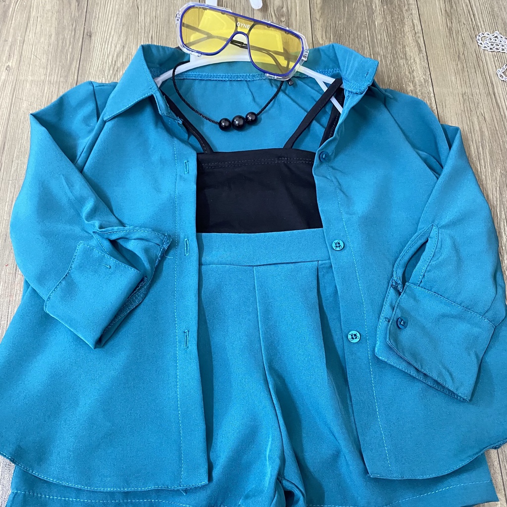 Set đồ bé gái 3 chi tiết xanh lạ  8-23kg Angel Baby Thời Trang Thiết Kế