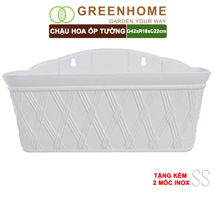 Chậu nhựa trồng hoa Nhật Bản, Daiwa, D42xR18xC22cm, tặng kèm 2 móc inox, độ bền 5 năm |Greenhome