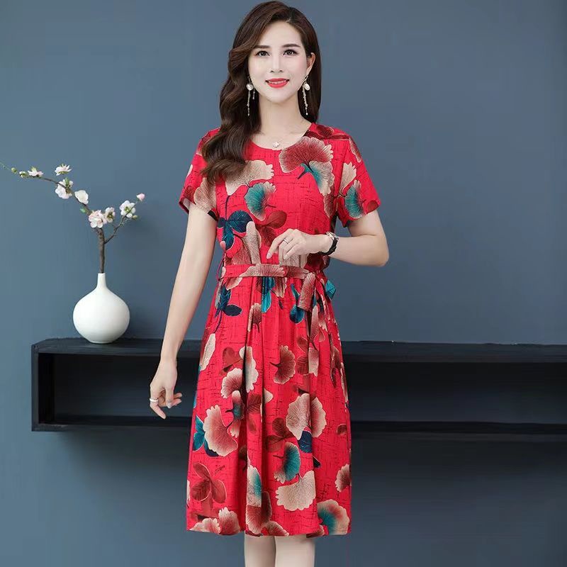 Đầm Dài Qua Gối Dáng Rộng Bằng Lụa Lạnh Thoáng Khí Phong Cách Phương Tây Dành Cho Phụ Nữ Trung Niên 40 Tuổi