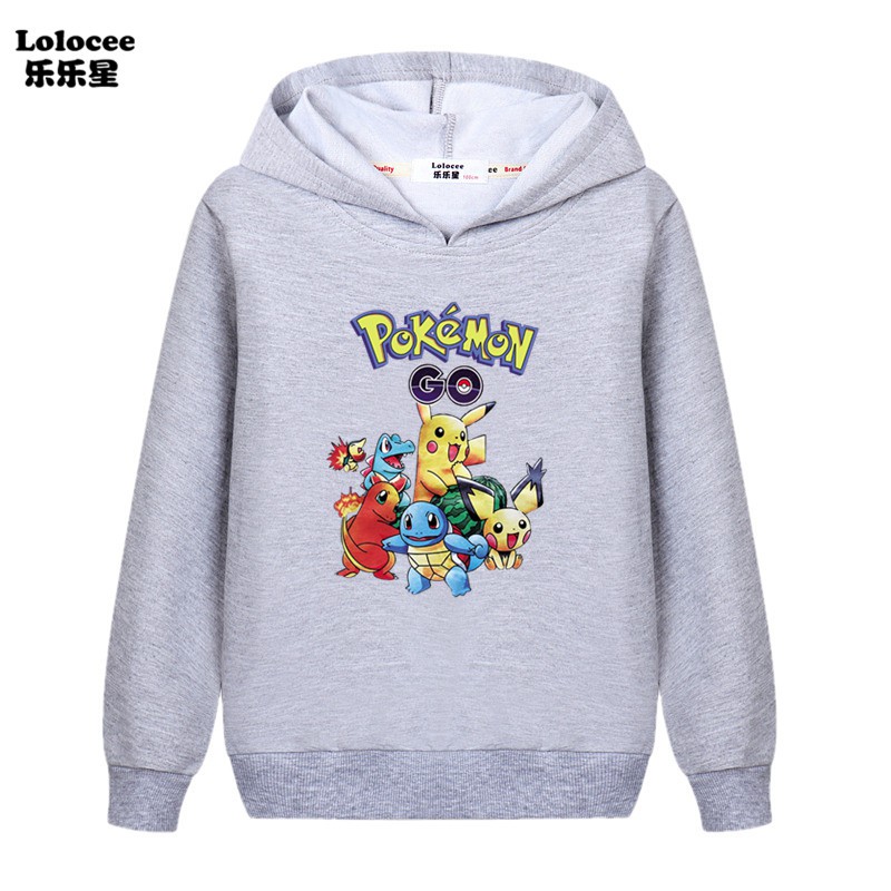 NEW Áo Hoodies Có Nón Dài Tay In Hình Pokemon Cho Bé Từ 3-14 Tuổi