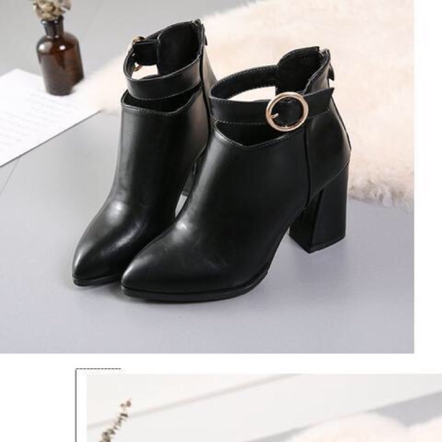 Giầy Boot đế vuông Quảng Châu quai ngang nữ tính