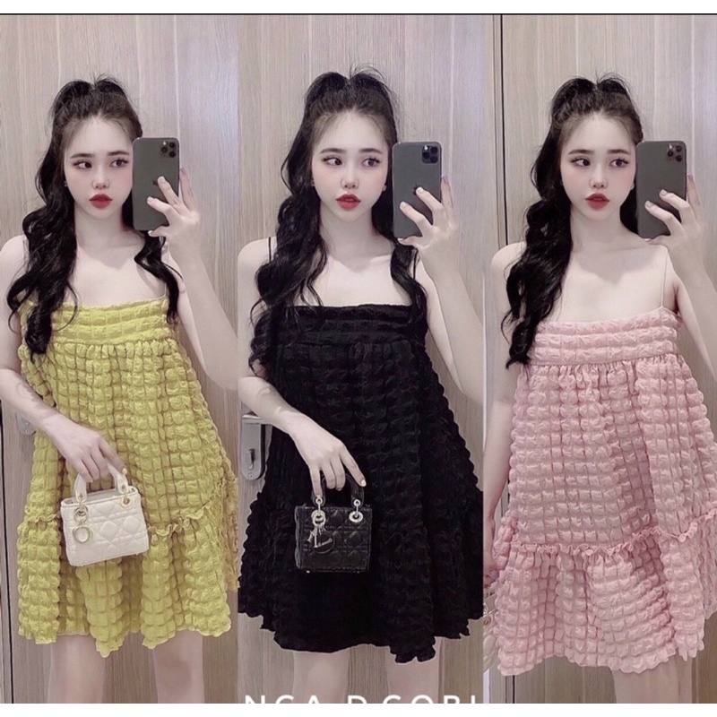 VÁY 2 DÂY XỐP ĐUÔI CÁ BABYDOLL FORM RỘNG XOÈ ULZZANG