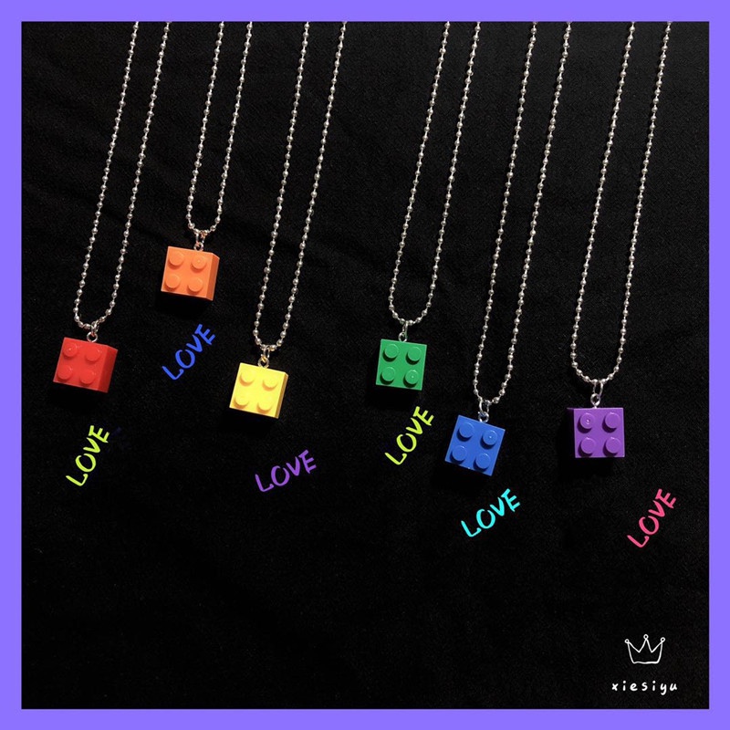 Vòng Cổ Mặt Khối LEGO Phong Cách Hàn Quốc Đơn Giản Sáng Tạo Dễ Thương Thời Trang Dành Cho Bạn Nữ