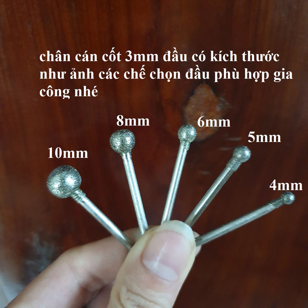 Mũi mài khắc đầu kim cương hình tròn đầu cốt 3mm