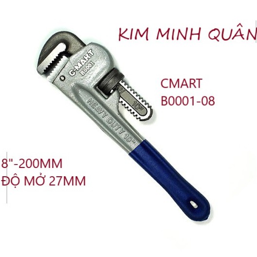 Mỏ Lết Răng Cán Bọc Nhựa 200mm/8&quot; Độ Mở 27mm B0001 CMart