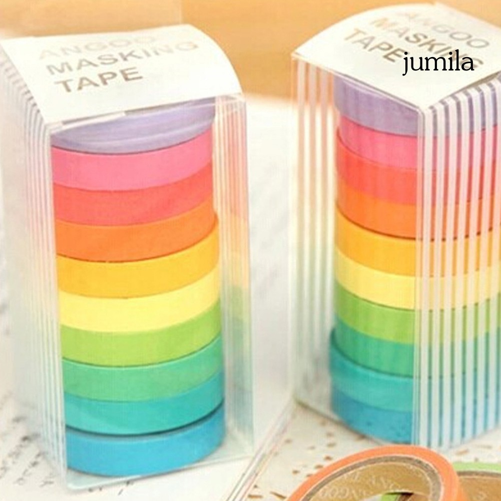 Set 10 Cuộn Băng Dính Washi Dùng Trang Trí