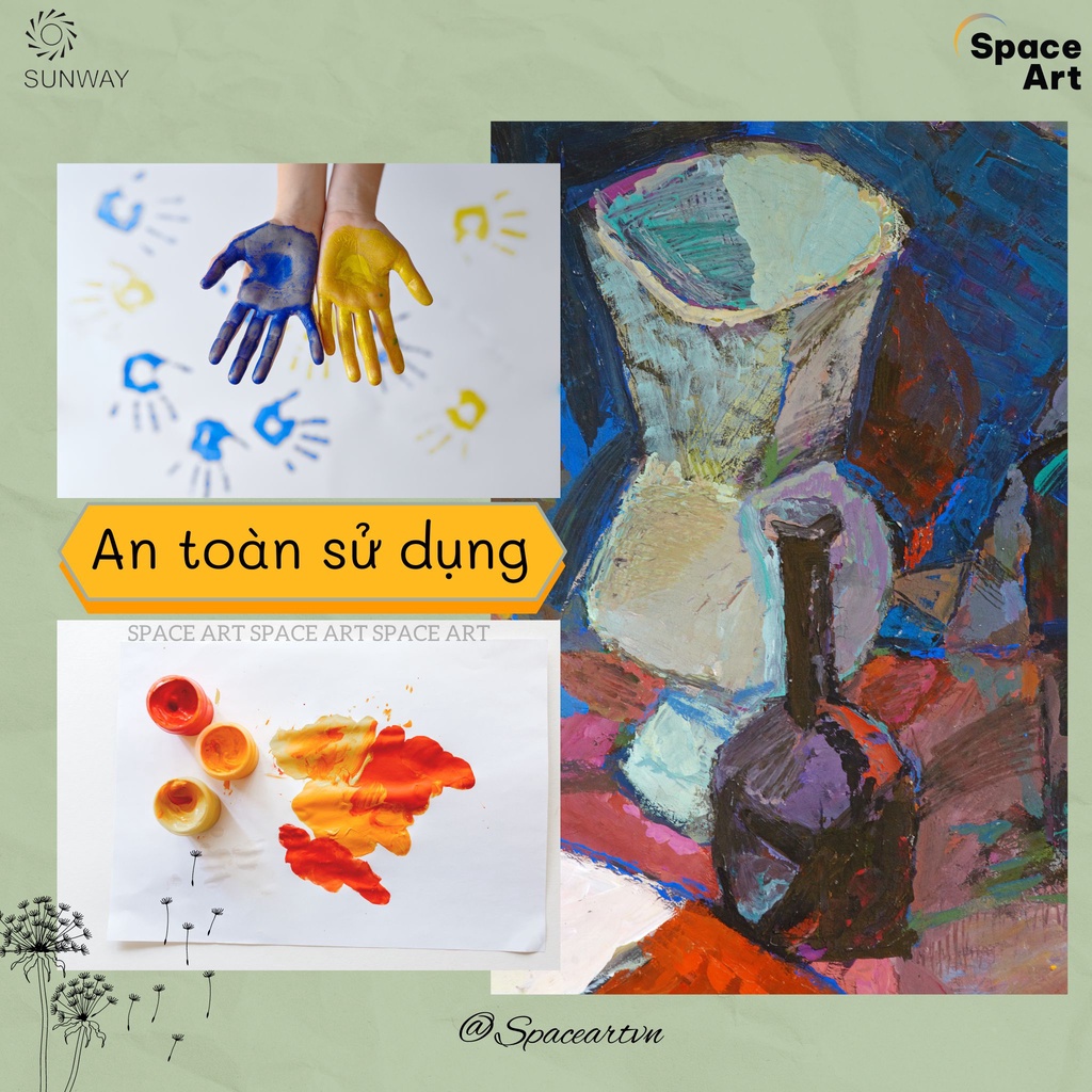 Màu vẽ Gouache, Màu Bột SUNWAY Đài Loan Chai 500ml