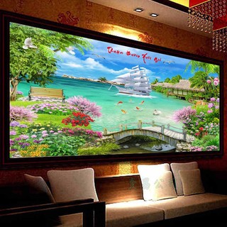 Tranh Gắn Đá Phong Cảnh | Thuận Buồm Xuôi Gió VS189 ( 160 x 75 cm )