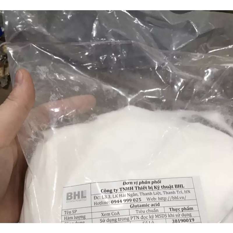 Hóa chất glutamic aci d GA túi 1kg cấp thực phẩm CAS 56-86-0