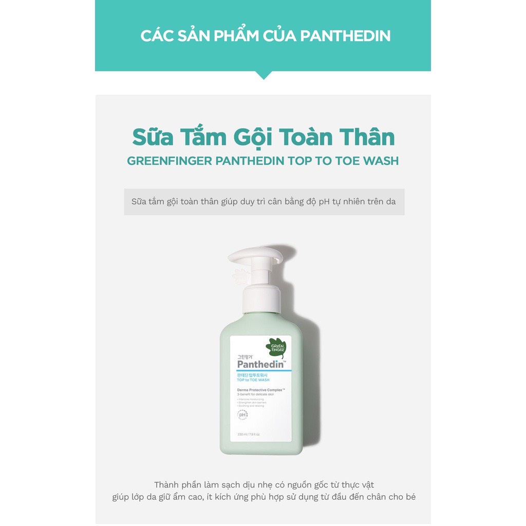 Sữa Tắm Gội Cho Bé 0-36 Tháng Greenfinger Panthedin 230ml