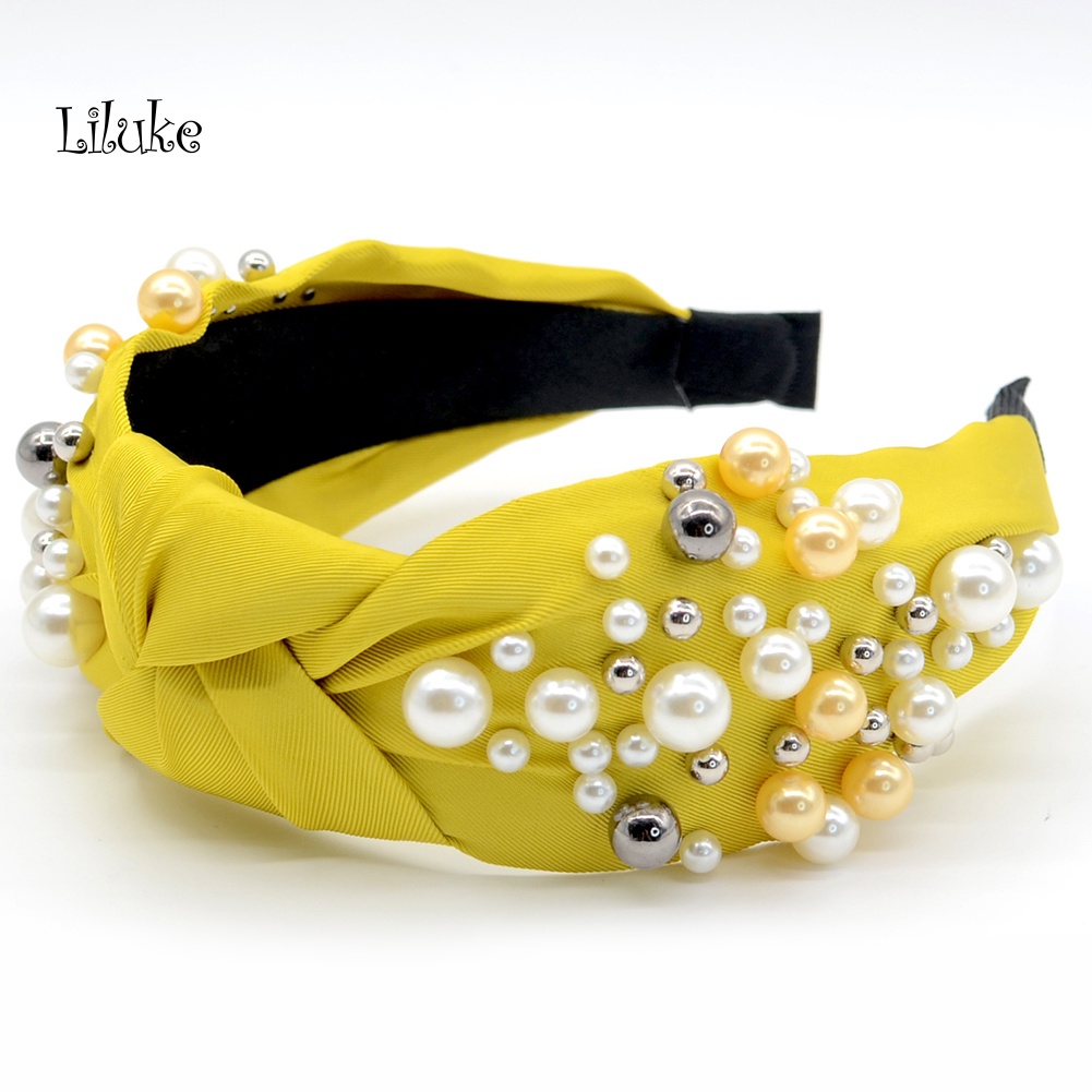 Băng Đô Cài Tóc Đính Ngọc Trai Nhân Tạo Thời Trang Cho Nữ