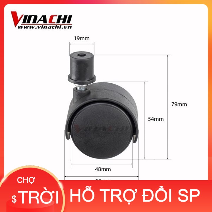 [ HÀNG HOT ] [Hàng Hot] Bánh xe lăn chốt đen - 48mm [Tổng Kho] ( CAO CẤP )