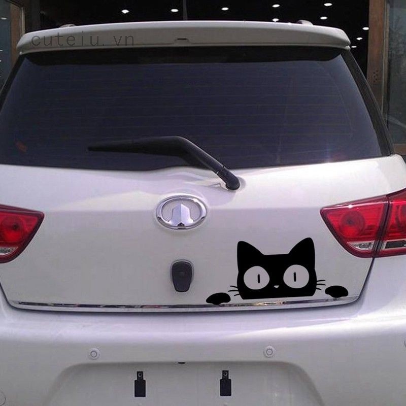 Decal dán trang trí hình mèo nhìn trộm cho Laptop / xe hơi