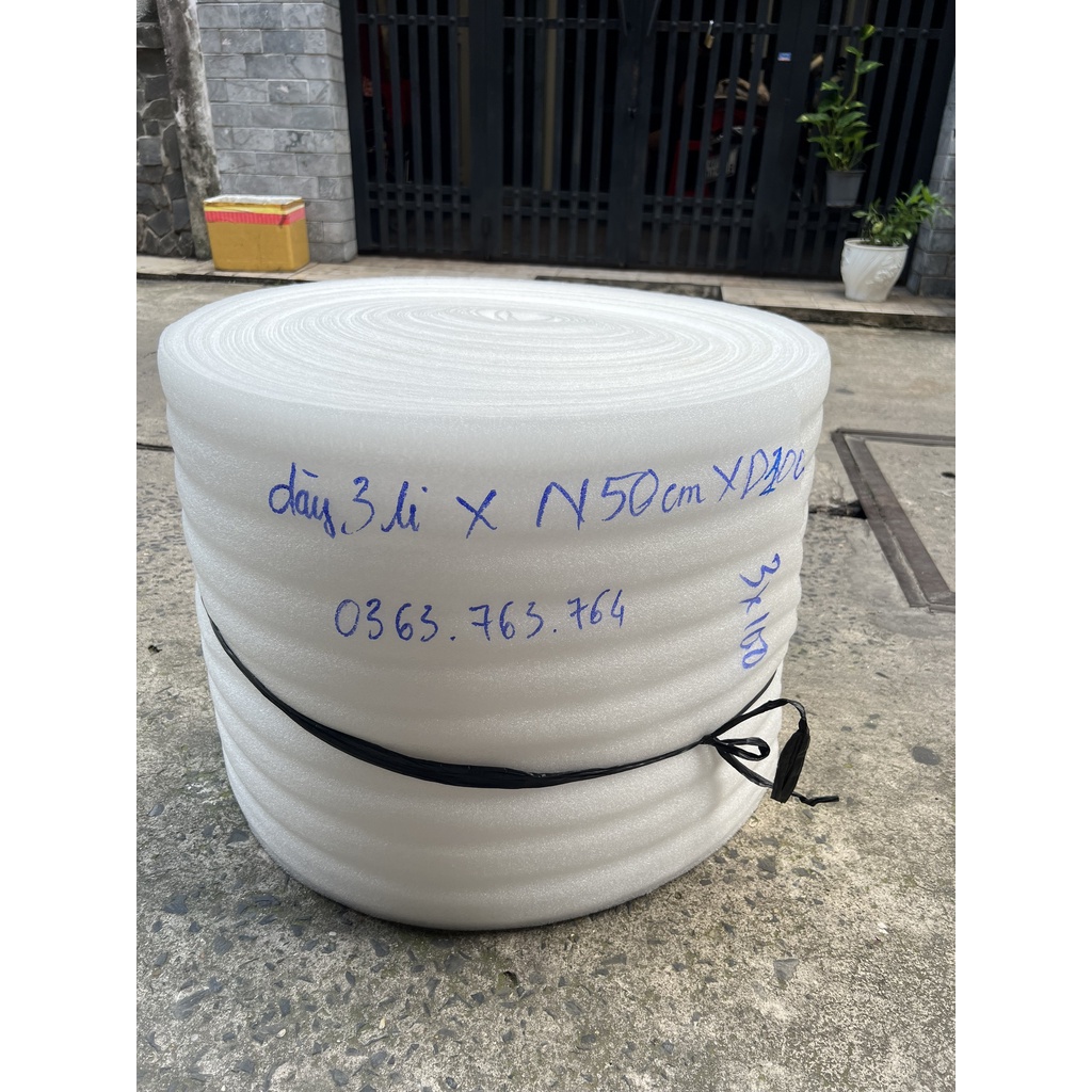 Mút xốp PE Foam dày 3mm - 3ly rộng 50cm dài 100m dùng gói hàng. Giấy chống xốc, mút chống xốp, túi chống xốc