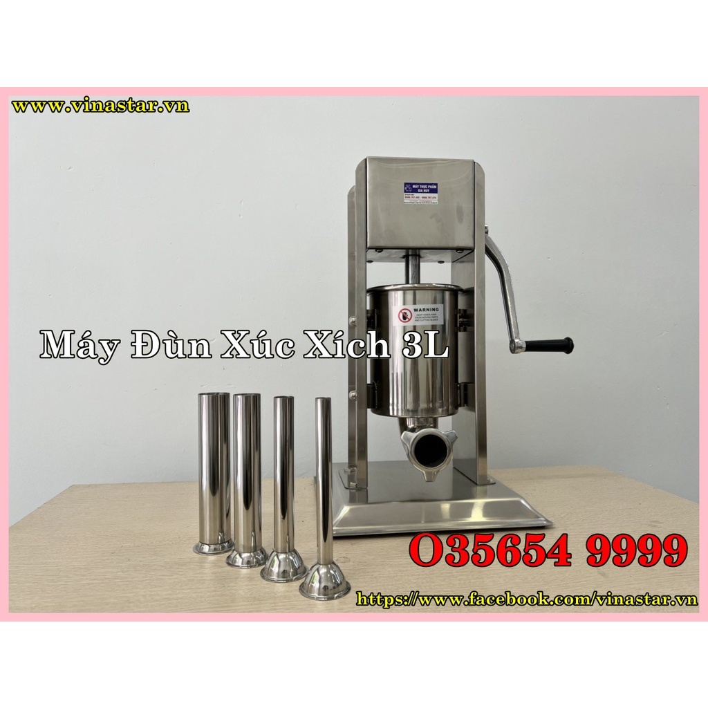 Máy Nhồi lòng dồi 3L , đùn xúc xích, lạp xưởng -Dòng cao cấp, Inox dày dặn