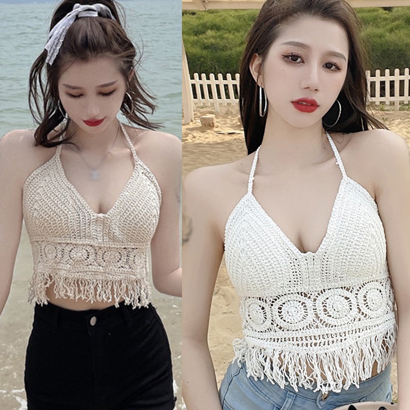 Áo Croptop Không Tay Cổ Chữ V Hở Lưng Phong Cách Quyến Rũ Dành Cho Nữ