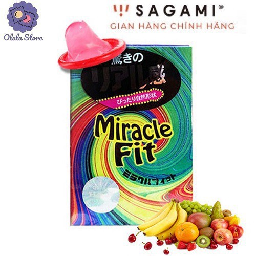 Bao cao su Sagami Miracle - Thiết kế 3D - Ôm khít - Siêu mỏng - Không mùi- Hộp 10 chiếc- HÀNG CHÍNH HÃNG