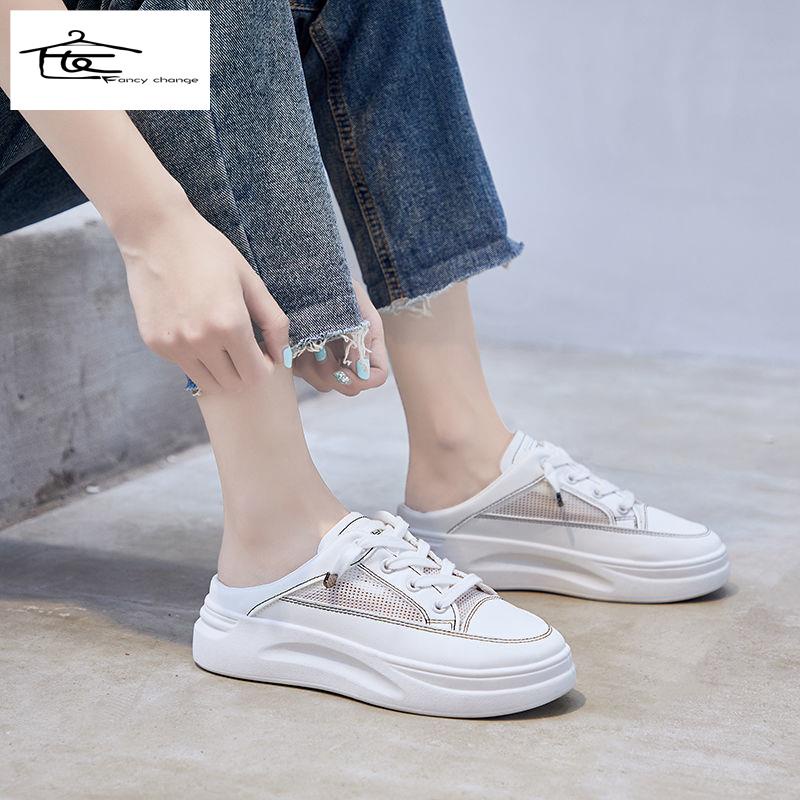 Dép Bít Mũi Phối Lưới Thoáng Khí Chống Trượt Thời Trang Mùa Hè Phong Cách Hàn Quốc