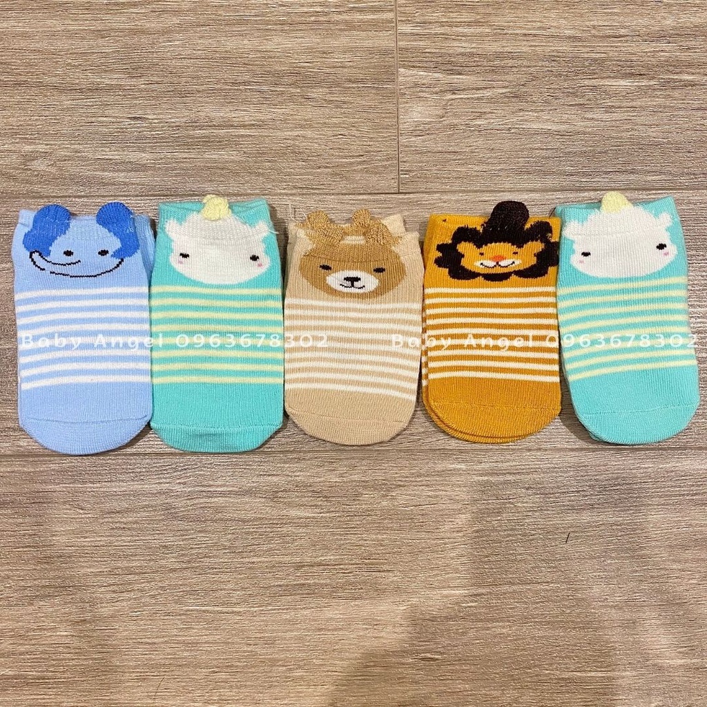 [𝑮𝑰𝑨́ 𝑯𝑼̉𝒀 𝑫𝑰𝑬̣̂𝑻] Set 5 tất bé sơ sinh Pony cao cấp, 100% cotton, đế chống trơn trượt, dễ thương cho bé