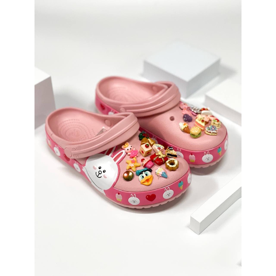 Giày Dép Cross Trẻ Em Linefriend Clog Chính Hãng Size 24 Đến 35 - Tặng 6 Jibbizt - Sấu Vui Vẻ