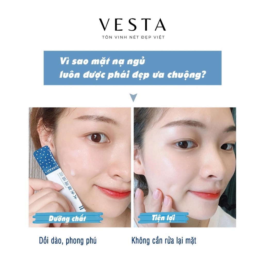 Mặt Nạ Ngủ Hanru - Hộp 20 Gói Mặt Nạ Dưỡng Da  - Mask Thạch Gạo Trắng Da Và Dưỡng Ẩm