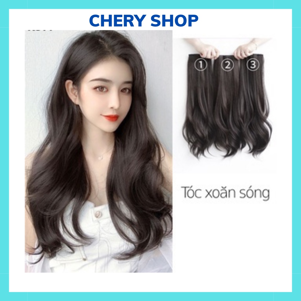 Tóc giả kẹp set 3 kẹp xoăn dài cho nữ shop Chery, tóc giả nửa đầu làm dày tóc tự nhiên