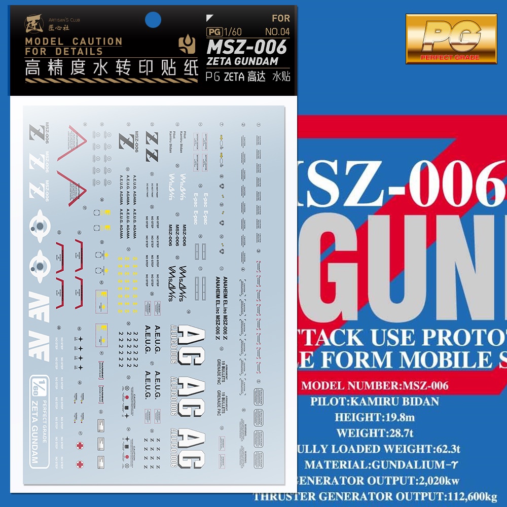 Decal nước dán mô hình Zeta gundam PLUS A1 C1 Z3 Red PG MG RG HG ver Ka các loại Water sticker