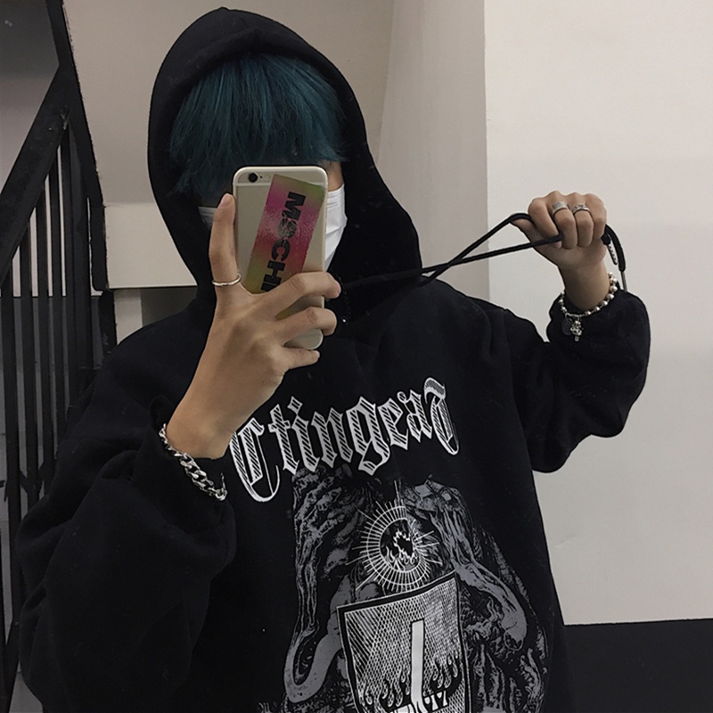 Áo hoodie tay dài in họa tiết graffiti phong cách Hàn Quốc thời trang cho nam size M-3XL