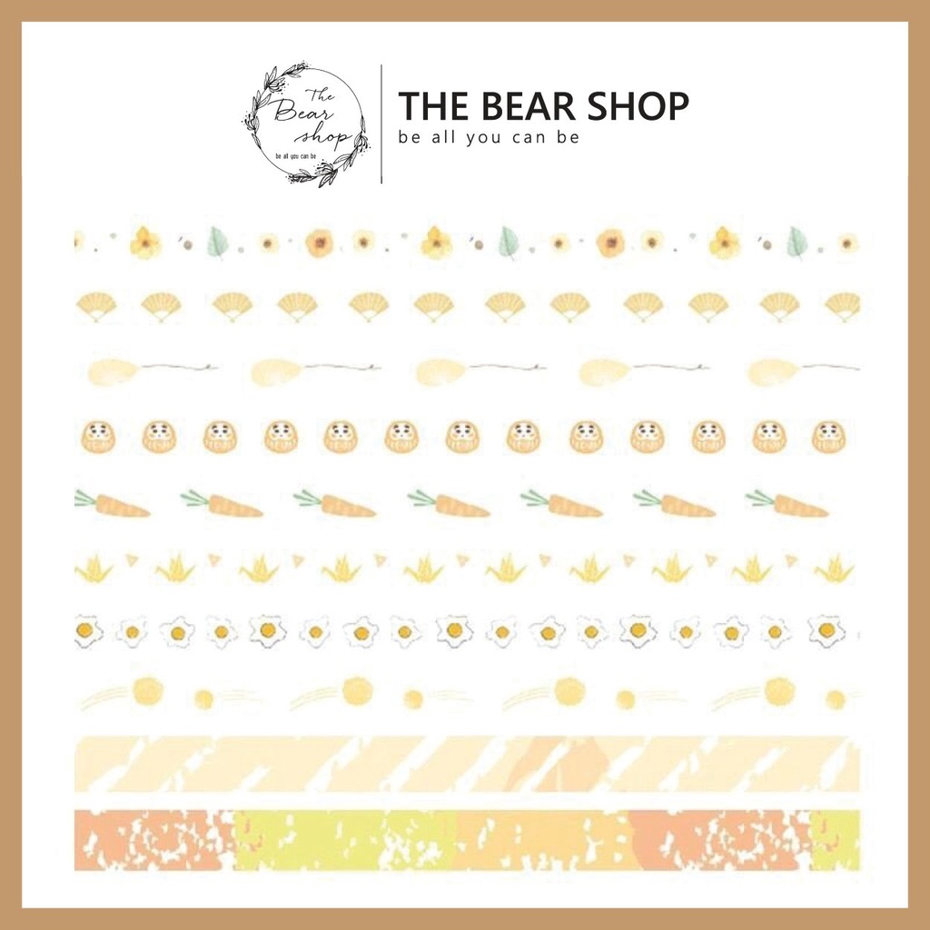 Washi- Set 10 cuộn băng dính washi nhiều màu sắc dùng trang trí scrapbook - Album - Sổ tay quà 8 tháng 3 - The Bear Shop