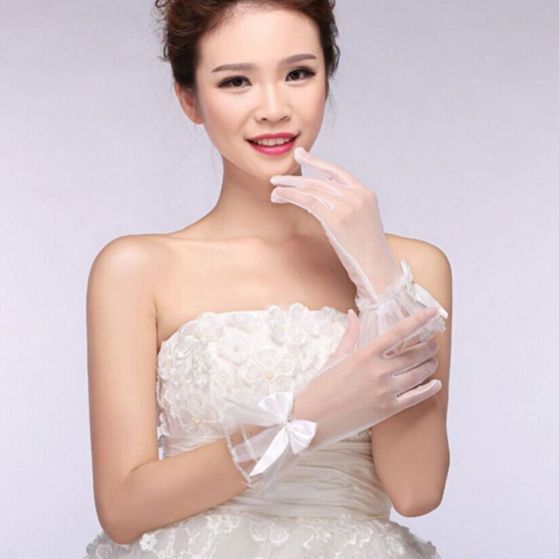 Găng Tay Lưới Hở Ngón Chống Nắng Cho Cô Dâu