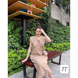 Đầm dáng suông phối cổ bèo