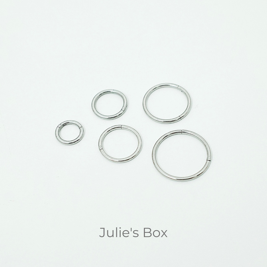 [1 CHIẾC] Khuyên Tai HOOP Dày 1.2MM Tròn Xỏ Nam Nữ Hình Unisex Titanium Julies Box 66 Không Ngứa Không Gỉ
