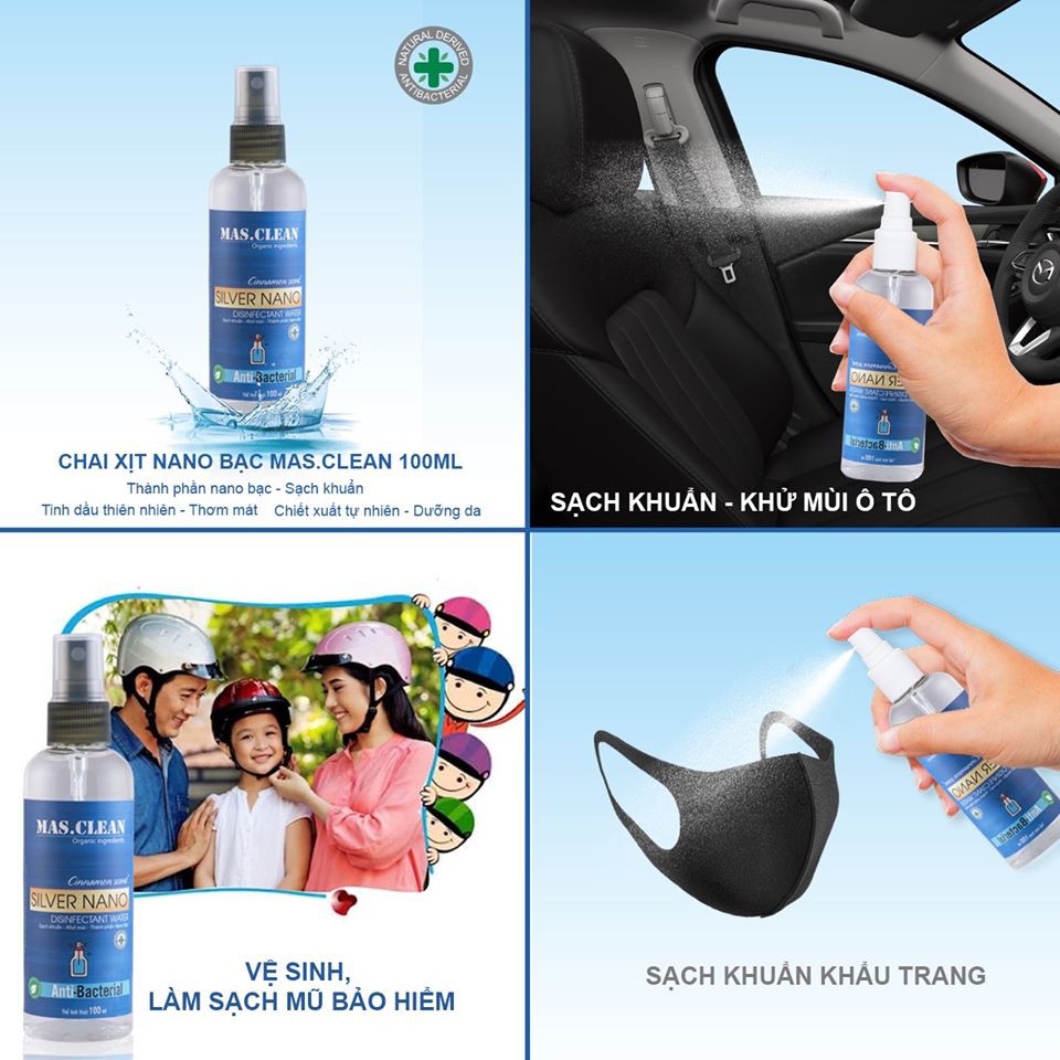 Xịt khử khuẩn Nano Bạc Mas Clean - chai 100ml