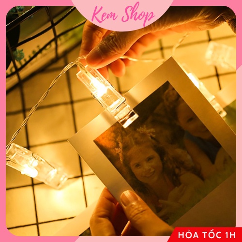 Dây đèn LED kẹp ảnh dùng pin trang trí sinh nhật, decor phòng góc học tập - Kem Shop K306