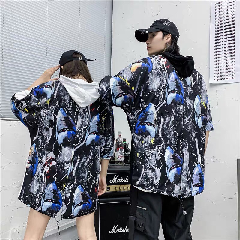 hoodie tay lỡ cá mập-unisex