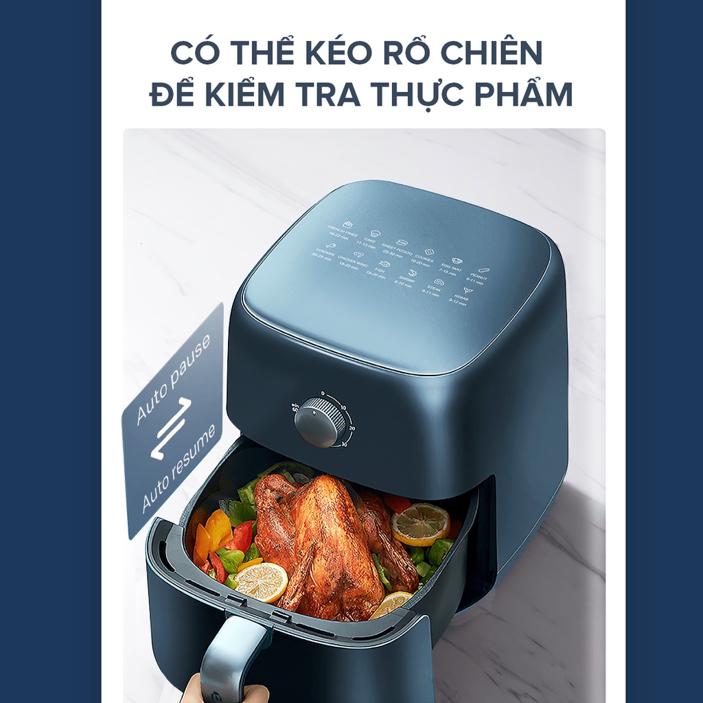 [Nhập COOC3 GIẢM 300K] Nồi Chiên Không Dầu Eroc - 5.5L - Bảo Hành 12 tháng