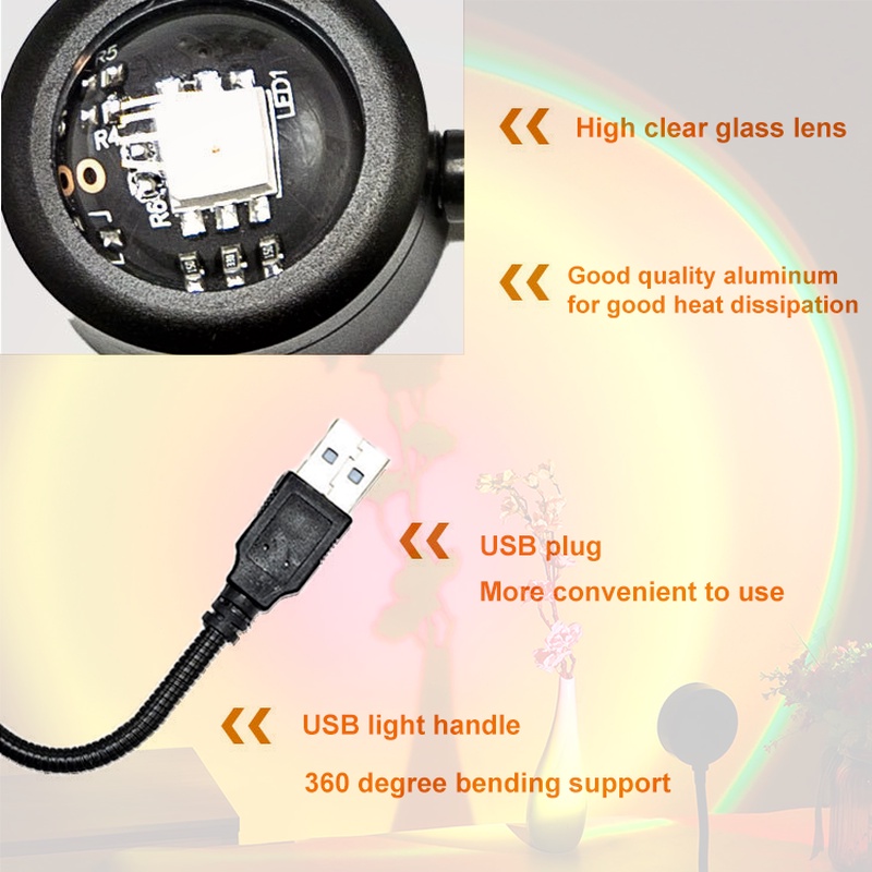 [Đèn hoàng hôn 7màu] Có decal chuyển đổi màu hoàng hôn, mặt trời, cầu vồng ảo diệu, chụp ảnh sống ảo, 𝗦𝗜𝗘̂𝗨 𝗛𝗢́𝗧 𝗧𝗜𝗞𝗧𝗢𝗞